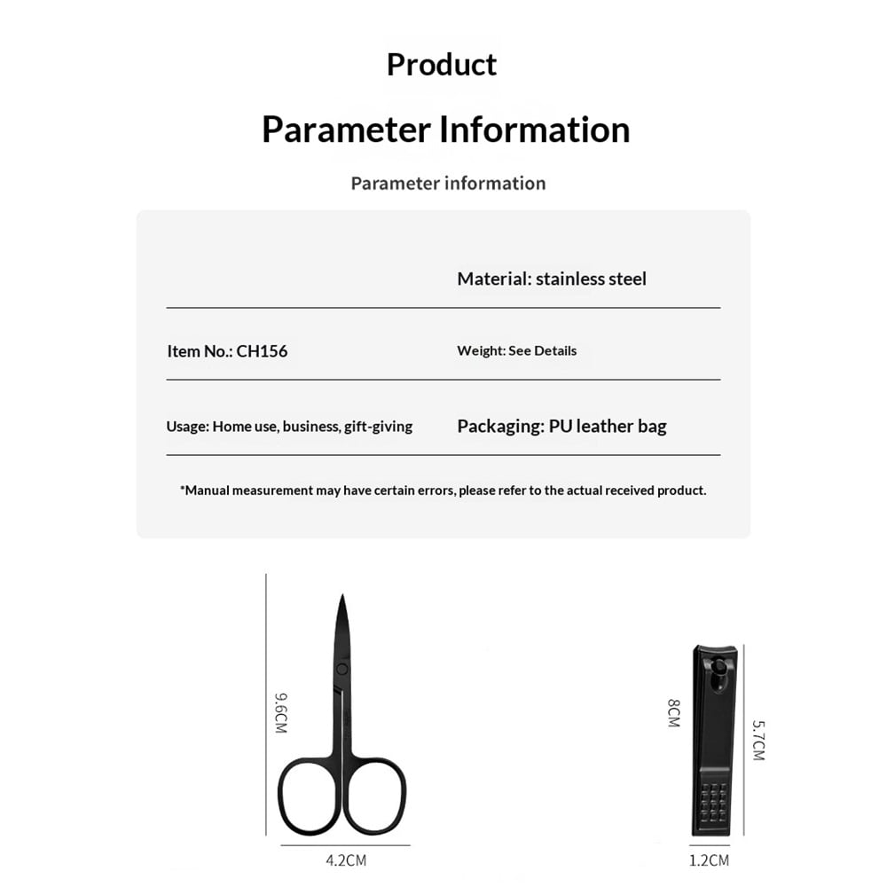 8 Pieces Nail Grooming Travel Kit, Stainless Steel Manicure Set with Fingernail & Toenail Clippers, Nail File, Slant Tip Tweezers, Cuticle Scissors, Cuticle Pusher, Travel Case