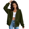 thumbnail image 6 of Pxxlle Hoodies for Women Zip Up Long Sleeve Hooded Jacket Casual Solid Color Drop Shoulder Hoodie Sweatshirt with Pockets L, 6 of 8