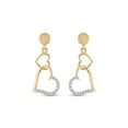 thumbnail image 2 of 14kt Yellow Gold Womens Round Diamond Heart Dangle Earrings 1/10 Cttw, 2 of 2