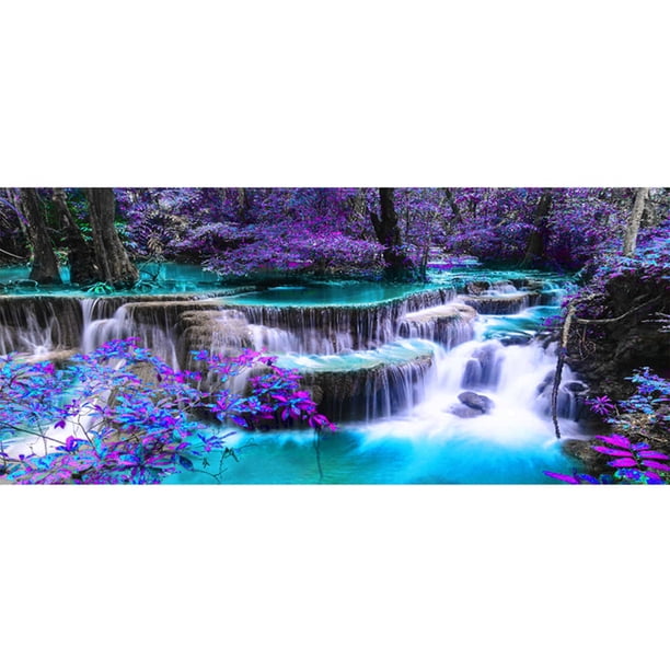 Pintura de Diamante cascada paisaje 5D taladro redondo completo punto de cruz mosaico Wdftyju
