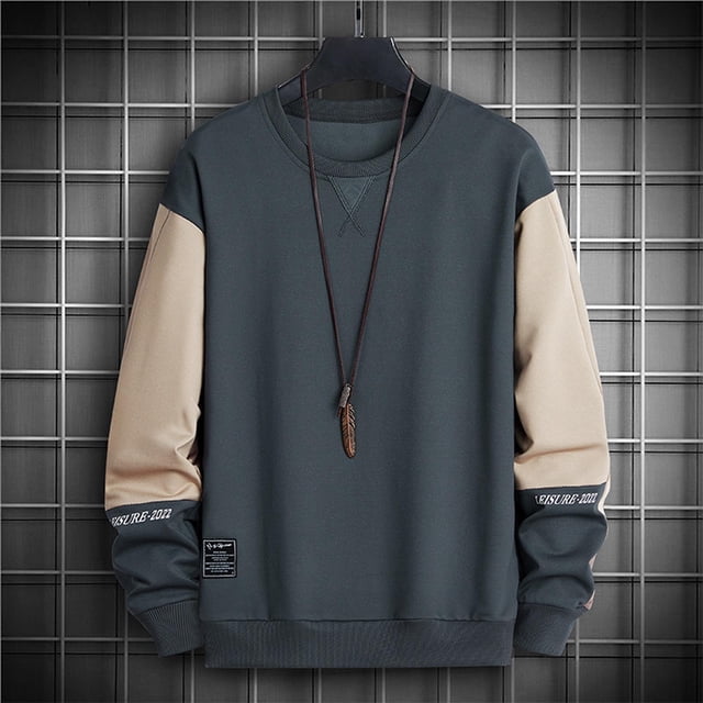 Blusas y camisas de manga larga y cuello redondo para hombre, moda informal, cómodas, lisas, holgadas, de manga larga y cuello redondo, sudaderas, blusa tipo pulóver para hombre, blusa de poliéster.
