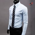 thumbnail image 4 of Am camisa de los hombres botón abajo cierre Anti-arrugas botón sin olor camisa de manga larga botón abajo para la vida diariapangjing, 4 of 4