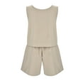 thumbnail image 5 of AYA Women's Fashionable Casual Two Piece Set Sleeveless Solid Color Loose High Waist Shorts, 5 of 5