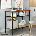thumbnail image 2 of Rustic Farmhouse Counter Height Dining Kitchen Kitchen Island Prep Table, Kitchen Storage Rack with Worktop and 2 Shelves, Brown, 2 of 9