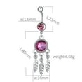 thumbnail image 2 of 1 pc Piercing Jewelry Brass Cubic Zirconia Ring Belly Rings Fuchsia Platinum 63x16mm Bar Length: 3/8"(10mm) Bar: 14 Gauge(1.6mm), 2 of 4