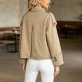 thumbnail image 5 of TGSLY Women's Fall Cropped Trench Coats Lightweight Notched Lapel Double Breasted Button Jacket Casual Solid Color Long Sleeve Outerwear with Pockets S, 5 of 10