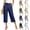 17# Navy, variant on Women's Cotton Linen Cropped Pants High Waist Pleated Casual Capris with Pockets Office Capri Pants White M
