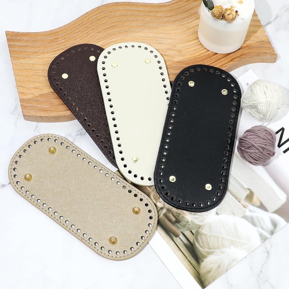 Monebena 4 Pack Bag Bases for Crochet Leather Base Shaper Pad Knitting Crochet Base Oval Bag Bottom Pad Bag Insert Purse Bottom with Holes for Purse Handbag Bottom 8.7x4"