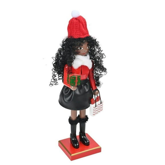 Necvior Shopping Lady Nutcrackers Wood Figurine Toy for Christmas Festivities and Gift