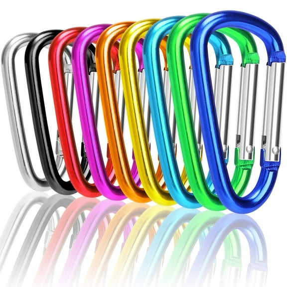Carabiner 30 Pack - Carabiner Clips 8cm Aluminum D-Shaped Caribeaners Assorted Colors