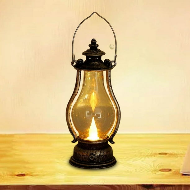 Lampe de table – Lanterne portable LED rétro alimentée par piles – Décoration d'intérieur pour salon, chambre à coucher, table de chevet, terrasse