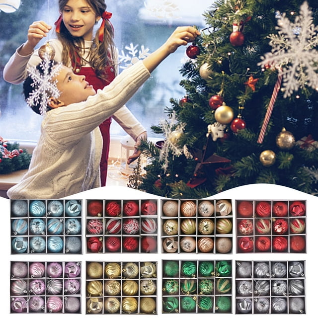 QIPOPIQ Box Gift Ball Christmas 6cm12pc Painted Set Christmas Tree Decoration Pendant Holiday Window Winter Layout Artificial flowers Gift Clearance New Year
