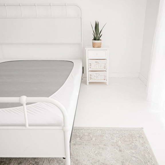 Stylish Sleek Stretchable Easy on Box Spring Cover Twin size - White