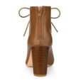 thumbnail image 4 of Unique Bargains Bottines à Talon Épais à Bout Ouvert à Lacets devant pour Femme Brun (Taille 5,5), 4 of 7