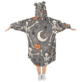 thumbnail image 2 of FORMRS Wearable Blanket Hoodie with Sleeves for Kids Cozy Flannel Sweatshirt, Gray Halloween Skeleton, 2 of 7