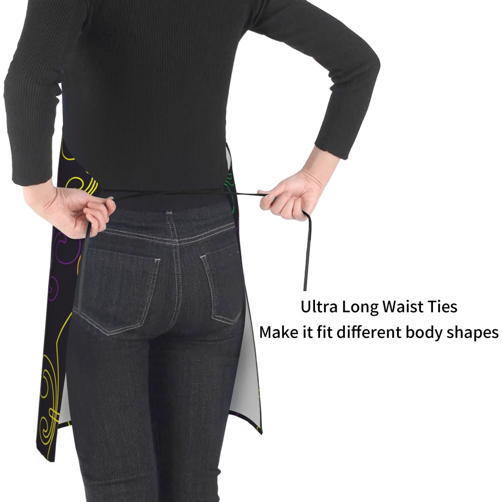 Rateoe Mardi Gras Carnival Aprons with Pocket,Men Womens Aprons Waterproof Adjustable Cooking Aprons for Kitchen Gardening and Salon