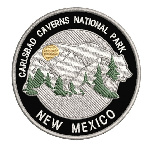 Wander Often! Carlsbad Caverns National Park, New Mexico 3.5 Inch Iron Or Sew On Embroidered Fabric Badge Patch Seek Adventure, National Park Iconic Series