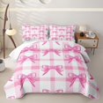 thumbnail image 2 of Erosebridal Pink Coquette Bowtie Kids Quilt King,Kawaii Bowknot King Coverlet Set For Girls,3-Piece, 2 of 7