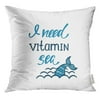 USART I Need Vitamin Sea Inspirational Quote About Summer Modern Calligraphy Phrase with Mermaid Tail and Waves Pillow Case 16x16 Inches Pillowcase