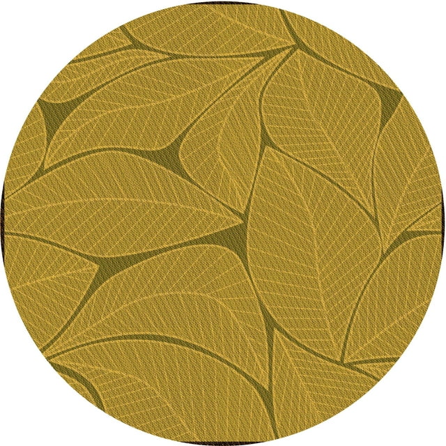 Ahgly Company Machine Washable Indoor Round Transitional Dark Bisque Brown Area Rugs, 4' Round