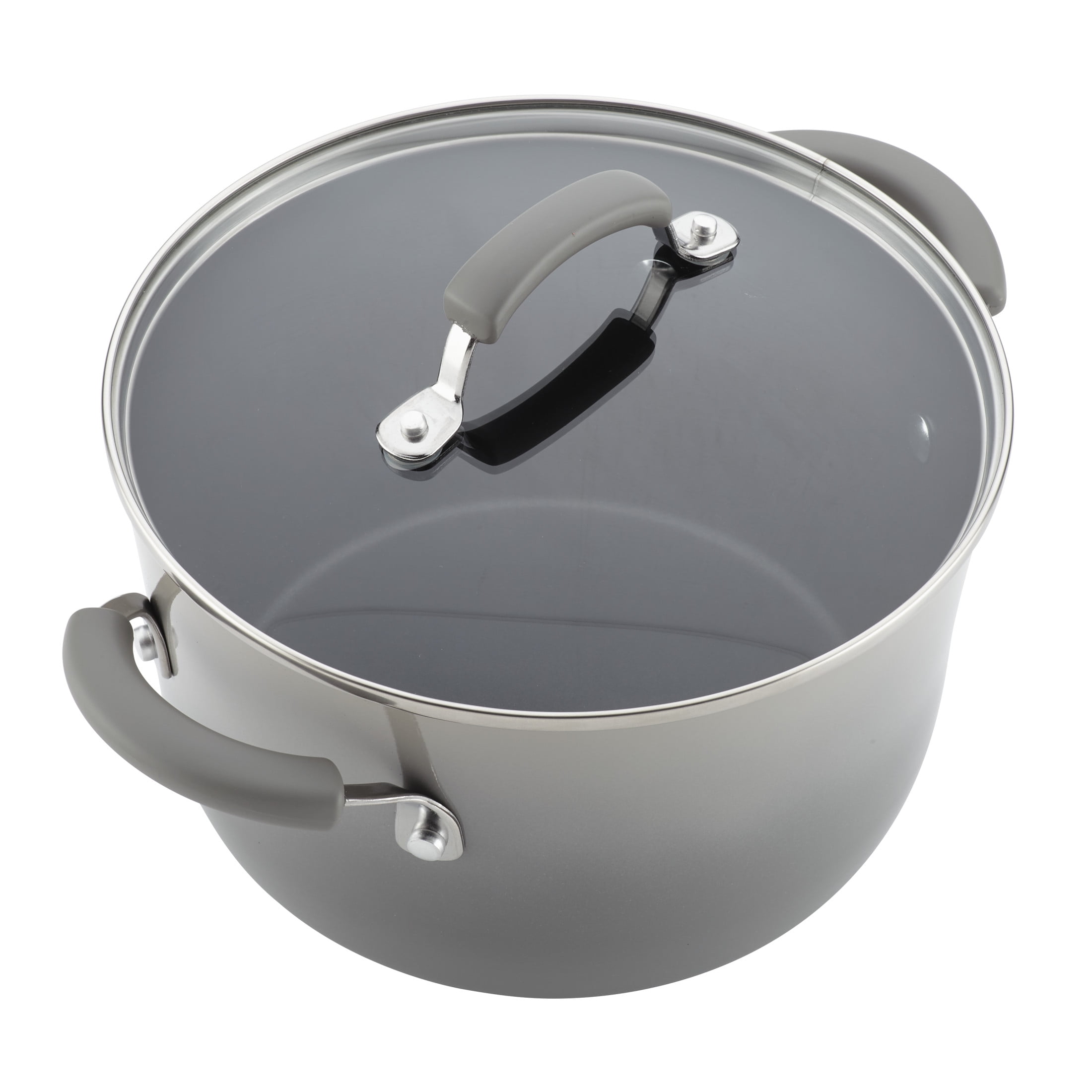 Rachael Ray Brights 14 Piece Nonstick Cookware Pots and Pans Set, Sea Salt Gray