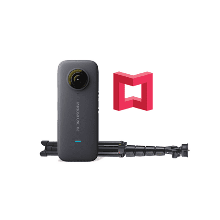 Insta360 One X2 Waterproof 360 Action Camera, 5.7K Video, Touchscreen, with Tripod Stand and Matterport 3 Month Starter Plan Bundle