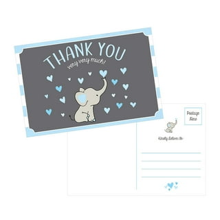 Paper Clever Party Navy and Gold Baby Shower Thank You Cards with Envelopes Boys Blank Prefilled Note Thanking for Gifts, Royal Prince Stationery