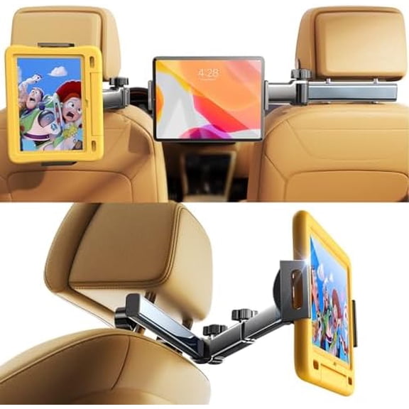 for iPad Holder Car Mount Road Trip Essentials Activities for Kids, Car Accessories for Women Interior, 3 in 1 Tablet Holder Backseat Camping Car Organizer Back Seat Headrest iPad Mount