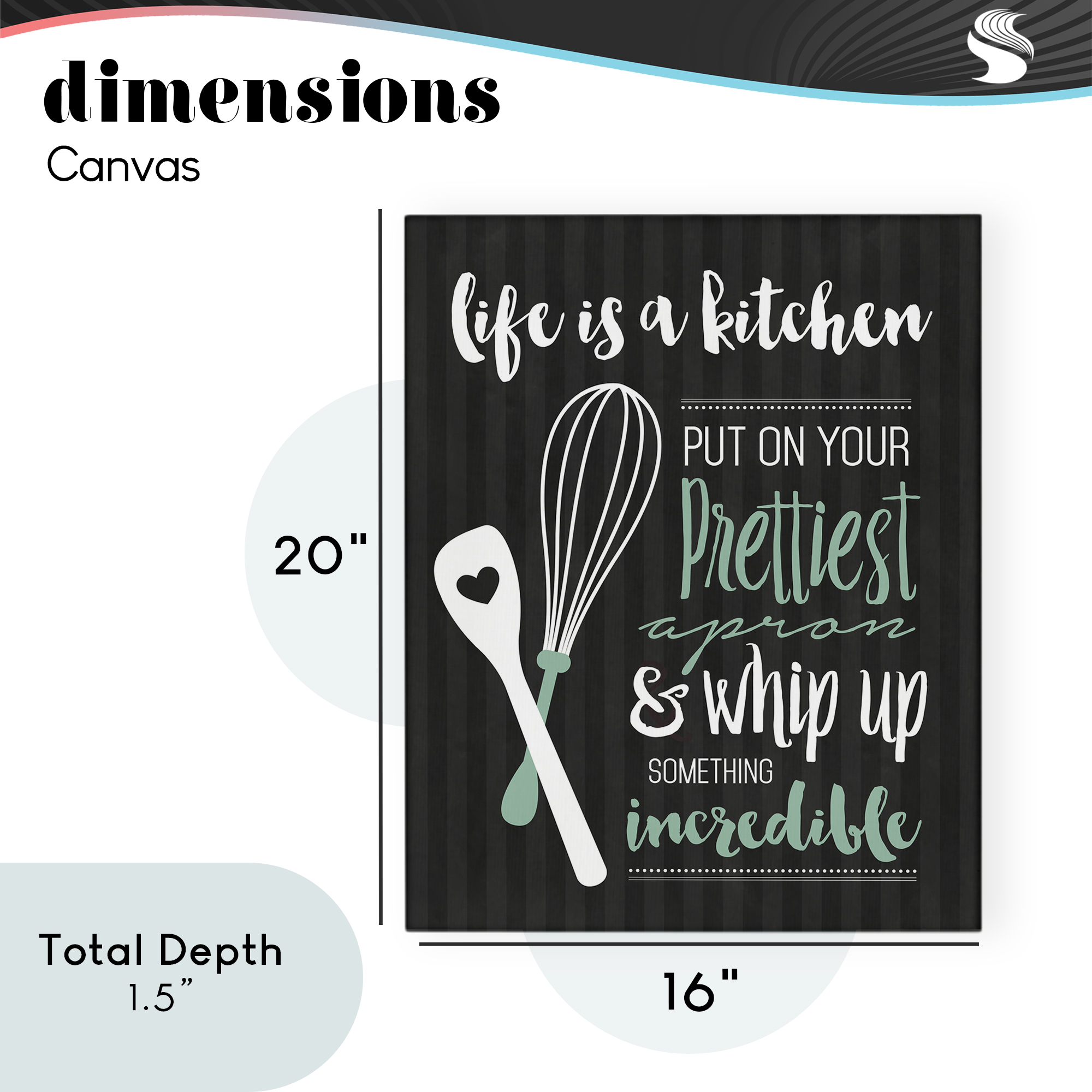 Life Is A Kitchen Motivational Canvas Wall Art, design by Lettered and Lined
