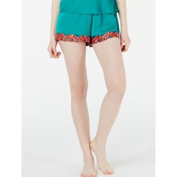INC International Concepts Women's Embroidered Trim Pajama Shorts, Neo Jade M
