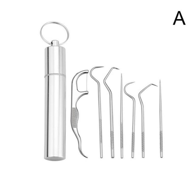 BBASILIYSD 7pcs Toothpick Set Metal Steel Cleaning Tooth Flossing Teeth