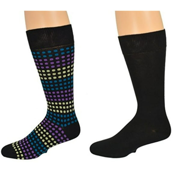 Sierra Socks Men's Dress Casual 2 Pair Pack Combed Cotton Crew Socks (US Shoe Size 8-12, Sock Size 10-13, Black)