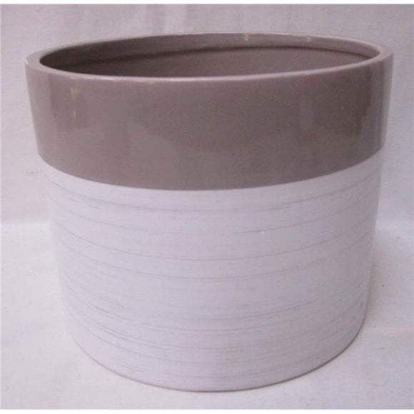 White & Brown Round Planter