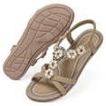 thumbnail image 5 of SWQZVT Boho Sandals for Women Summer Casual Flat Ankle Elastic Comfortable Beach Shoes Apricot Cute Flower Women Sandal, 5 of 7