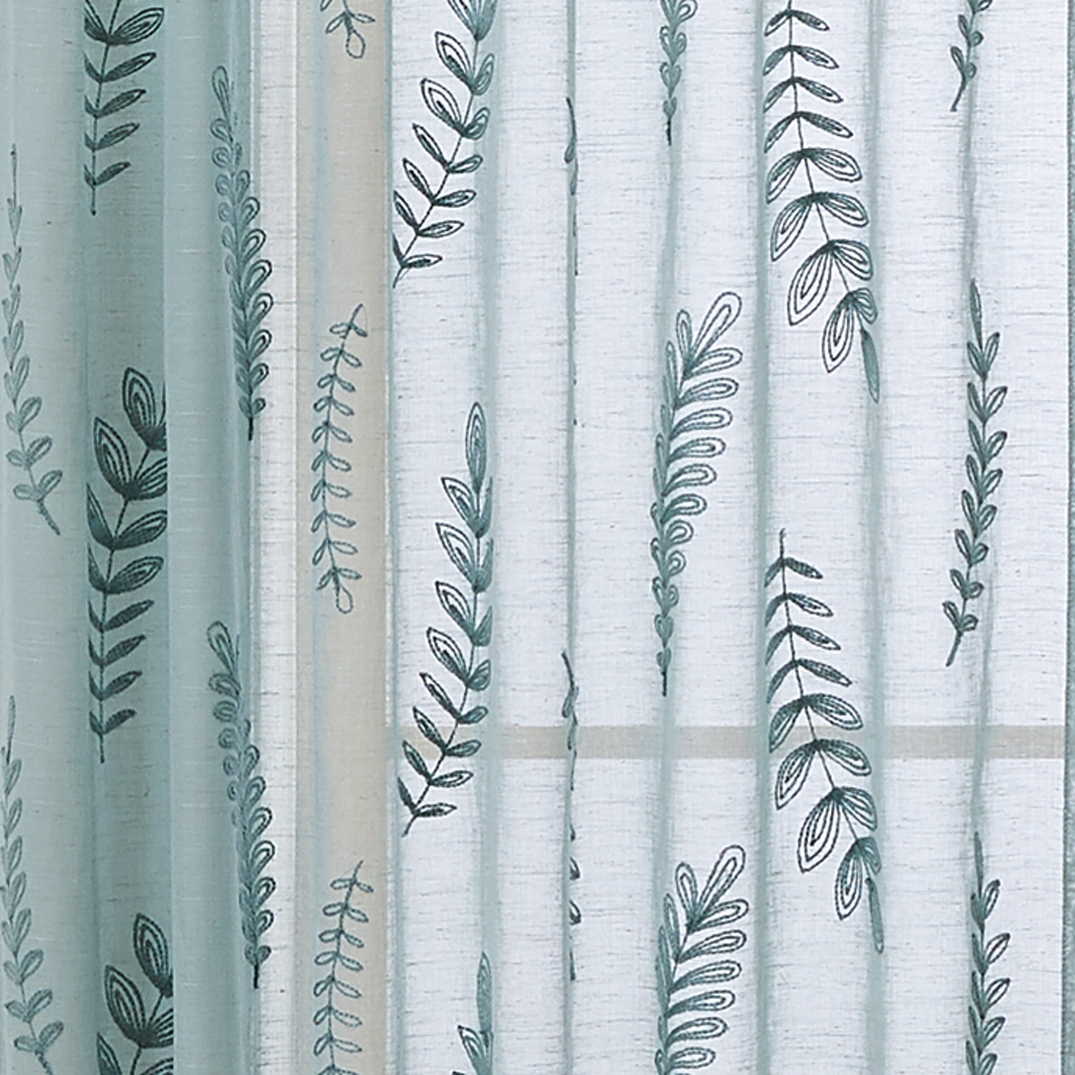 Better Homes & Gardens Embroidered Botanical Sheer Curtain, Single Panel, Green River, 50" W x 84" L