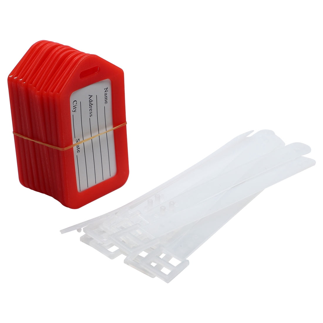 Unique Bargains Plastic Suitcase Bag ID Name Label Luggage Holder Tag 10 Pcs Red White