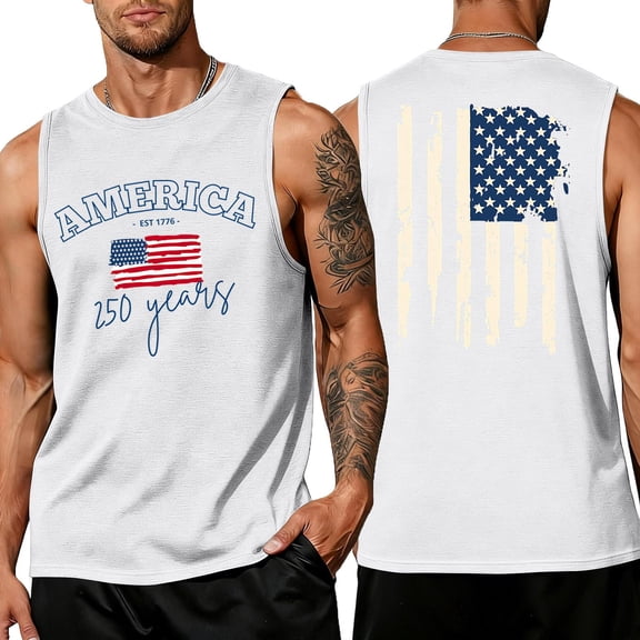 American Flag Tank Tops for Men 4th of July Shirts USA Muscle Sleeveless Shirt Patriotic Tank Tops