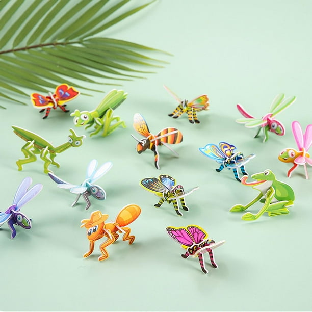 10x DIY 3D rompecabezas forma juego rompecabezas actividades de aprendizaje juguete Montessori para niños niñas niños fiesta favores jardín de infante