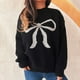 thumbnail image 1 of Ailaofu Womens Fall Winter Casual Sweater Cute Bow Crewneck Long Sleeve Baggy Knit Sweatshirt Top Trendy Aesthetic Clothes, 1 of 5