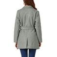 thumbnail image 4 of INSPIRE CHIC Women's Notch Lapel Double Breasted Belted Mid Length Trenchcoat XL Grey, 4 of 9