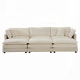 thumbnail image 5 of Super Soft U-Shaped Sectional Couch - 6 Seater with 3 Ottomans & 5 Pillows in Beige Chenille, 5 of 9