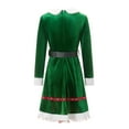 thumbnail image 3 of Women's 3 Piece Mrs. Claus Santa Costume Cosplay Christmas Dress Costume Holiday Velvet A Line Dress with Belt Hat, 3 of 9