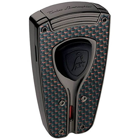 Tonino Lamborghini Forza Black and Red Carbon Fiber Torch Flame Cigar Lighter