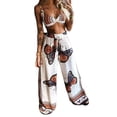thumbnail image 2 of Conjunto de pantalones anchos de manga larga con estampado de leopardo y cuello en V para mujer, conjunto de 2 piezas, monos WD.WDQZL Ropa, 2 of 5