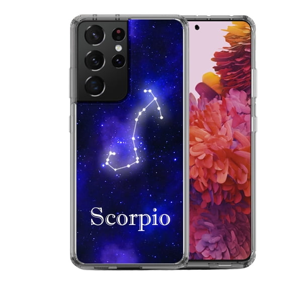 Shockproof Hybrid Bumper Phone Case for Samsung Galaxy S21 Ultra, by OneToughShield ® - Zodiac / Scorpio