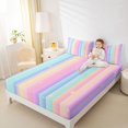 thumbnail image 3 of Manfei Cartoon Rainbow Bed Sheets, Dreamy Starry Sky Full Size Sheets, Blue Purple, 4-Piece, 1 Flat Sheet, 1 Fitted Sheet and 2 Pillowcases, 3 of 6