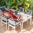 thumbnail image 2 of Red Pink Valentine's Day Table Cloths for 5 Foot Rectangle Tables, Love Heart Eucalyptus Leaves Rustic Patio Waterproof Elastic Fitted Tablecloths, Washable Rectangular Table Cover for Camping, 2 of 8