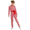 thumbnail image 3 of HULIJA Girls Christmas Jumpsuit Candy Cane Clothes Long Sleeve Striped Ballet Dance Unitards Red 8, 3 of 7