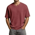 thumbnail image 4 of Border Knit Raglan Short Sleeve Tee for Everyday Comfort with V Neck and Clean Solid Design Men T Shirts, 4 of 4