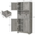 thumbnail image 3 of 57.8" Tall Storage Cabinet with 2 Drawers & 2 Adjustable Shelves, Bathroom Cabinet with 4 Doors, Floor Cupboard for Living Room, Dining Room, Entryway, Woodgrain Gray, 3 of 8